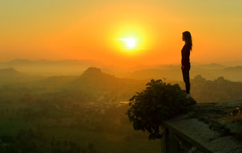 Girl watching a sunset