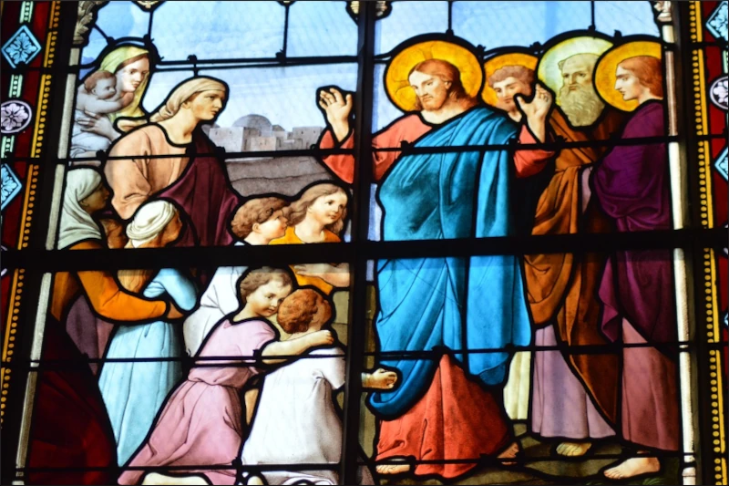 Photo of stained glass depicting the Apostles