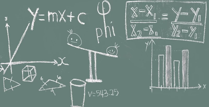Photo of a chalk board with equations
